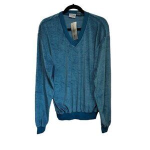 Landmark Men's XL V-Neck Long Sleeve T-Shirt Vintage Retro 90s Striped Deadstock